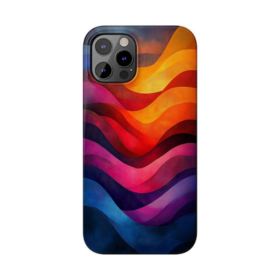 Vibrant Waves Slim IPhone Case - Colorful Abstract Design for Trendy Style