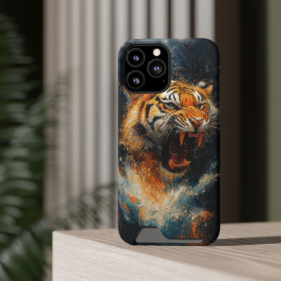 Fierce Tiger IPhone & Samsung Magsafe® Case with Credit Card Holder | Durable, Stylish Design for Animal Lovers