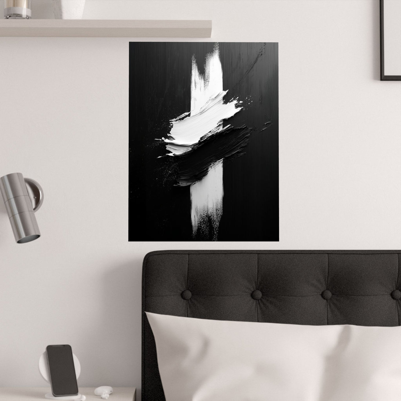 Modern Abstract Satin Poster - Black & White Wall Art