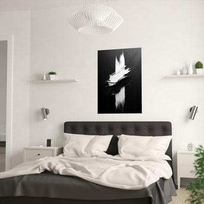 Modern Abstract Satin Poster - Black & White Wall Art