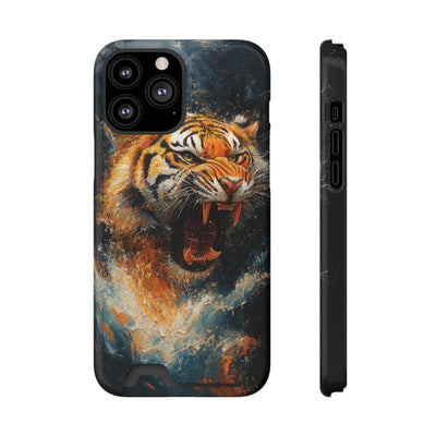 Fierce Tiger IPhone & Samsung Magsafe® Case with Credit Card Holder | Durable, Stylish Design for Animal Lovers