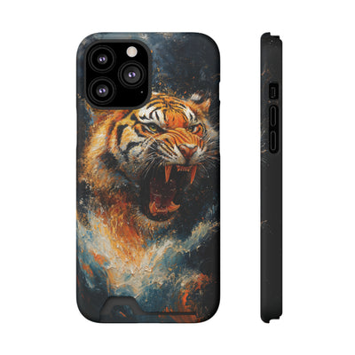 Fierce Tiger IPhone & Samsung Magsafe® Case with Credit Card Holder | Durable, Stylish Design for Animal Lovers