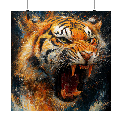 Fierce Tiger Satin Poster - 210gsm Wall Art for Animal Lovers