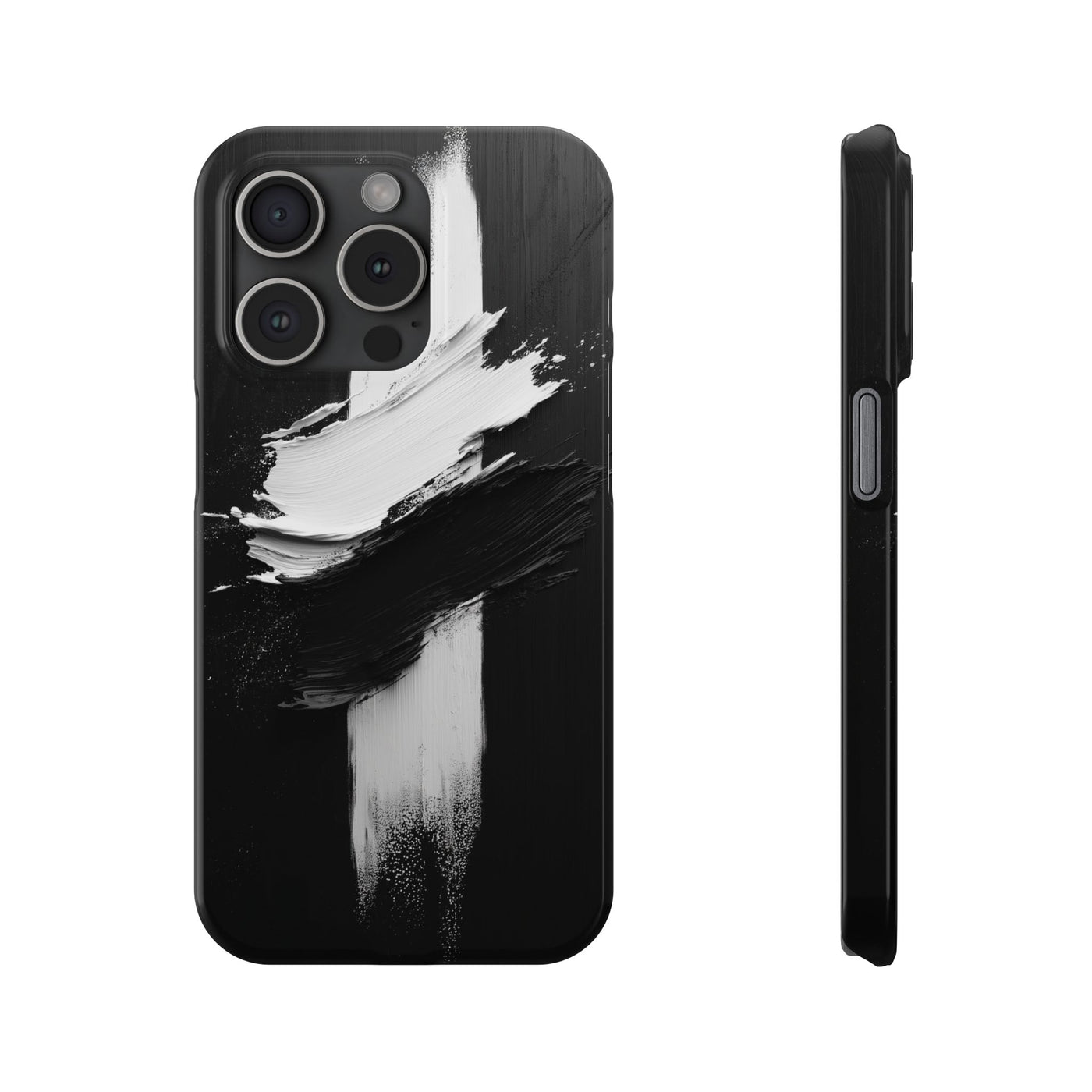 Abstract Black & White Slim IPhone Case - Modern Minimalist Design