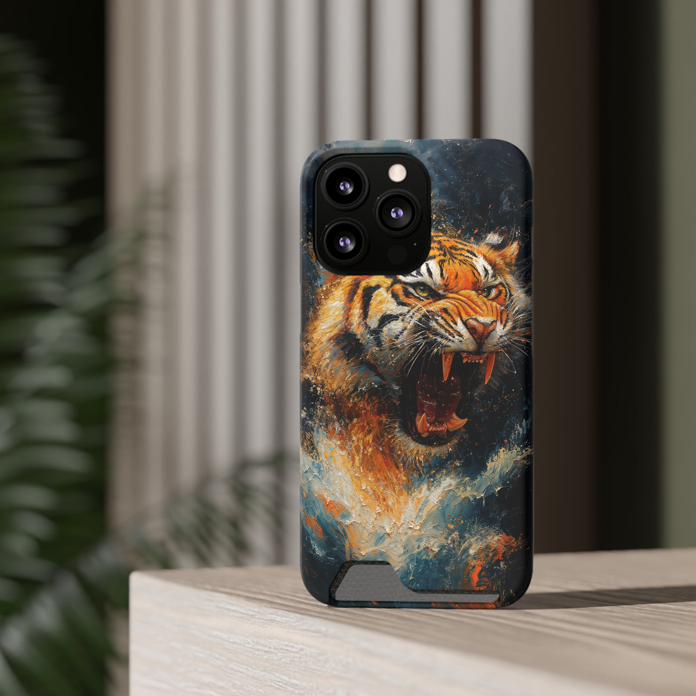 Fierce Tiger IPhone & Samsung Magsafe® Case with Credit Card Holder | Durable, Stylish Design for Animal Lovers