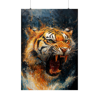 Fierce Tiger Satin Poster - 210gsm Wall Art for Animal Lovers