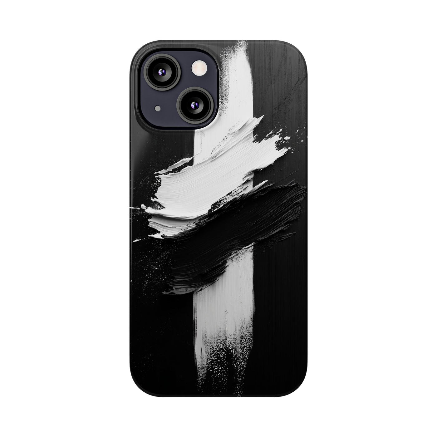 Abstract Black & White Slim IPhone Case - Modern Minimalist Design