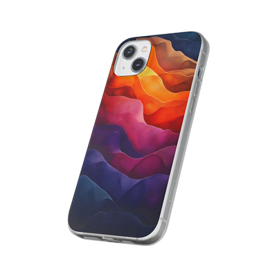 Vibrant Abstract IPhone & Samsung Flexi Case - Colorful Wave Design for Phone Protection