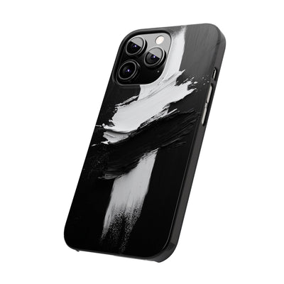 Abstract Black & White Slim IPhone Case - Modern Minimalist Design