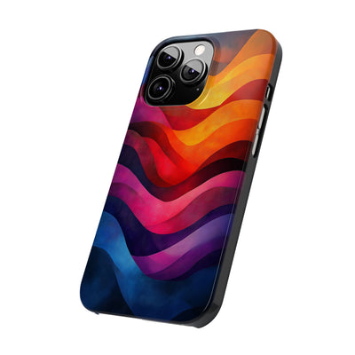 Vibrant Waves Slim IPhone Case - Colorful Abstract Design for Trendy Style