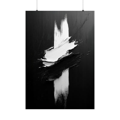 Modern Abstract Satin Poster - Black & White Wall Art