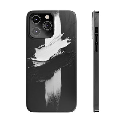 Abstract Black & White Slim IPhone Case - Modern Minimalist Design