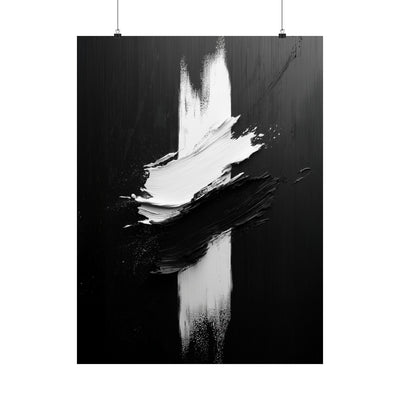 Modern Abstract Satin Poster - Black & White Wall Art