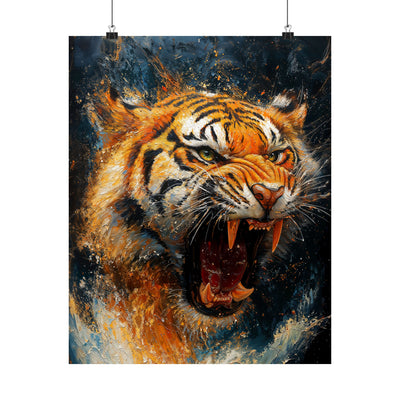 Fierce Tiger Satin Poster - 210gsm Wall Art for Animal Lovers