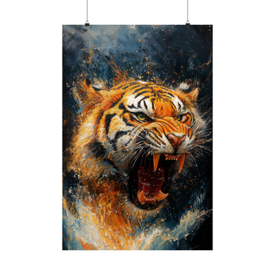 Fierce Tiger Satin Poster - 210gsm Wall Art for Animal Lovers