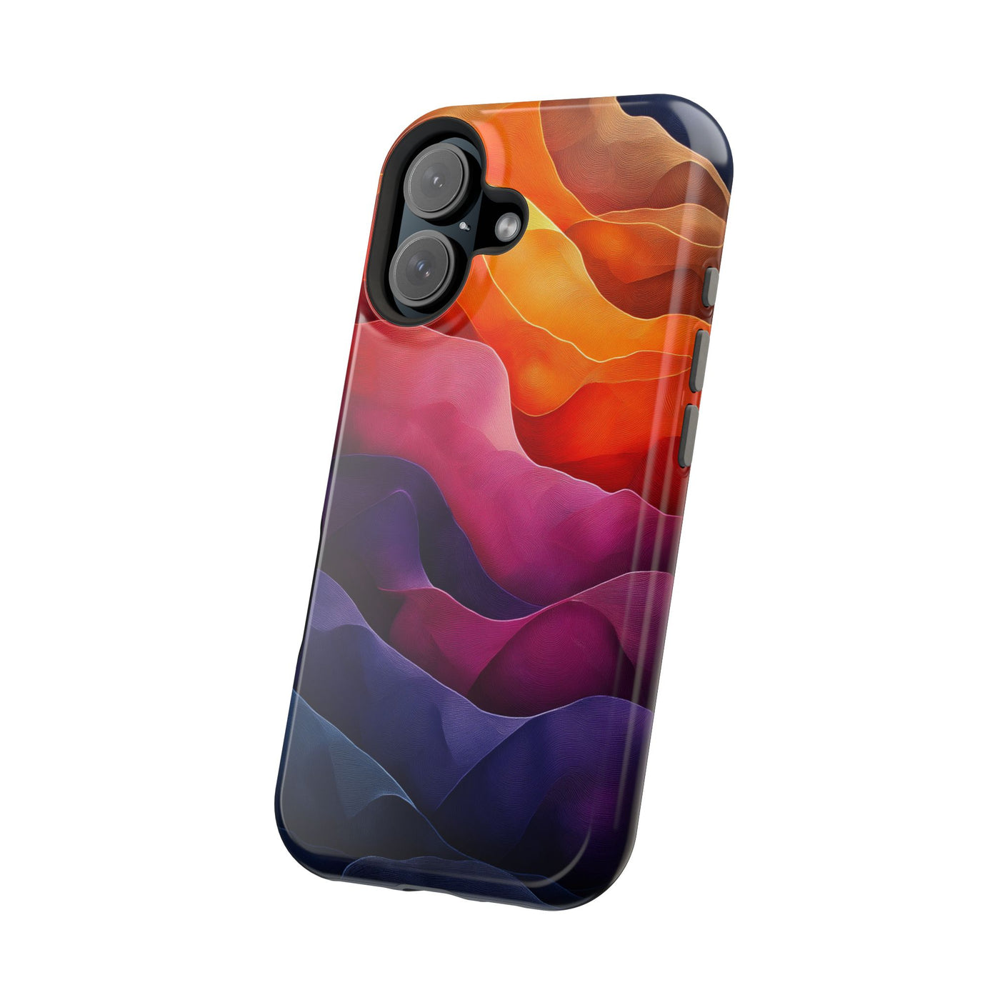 Vibrant Abstract MagSafe® Tough Case for iPhone - Colorful Mountain Wave Design