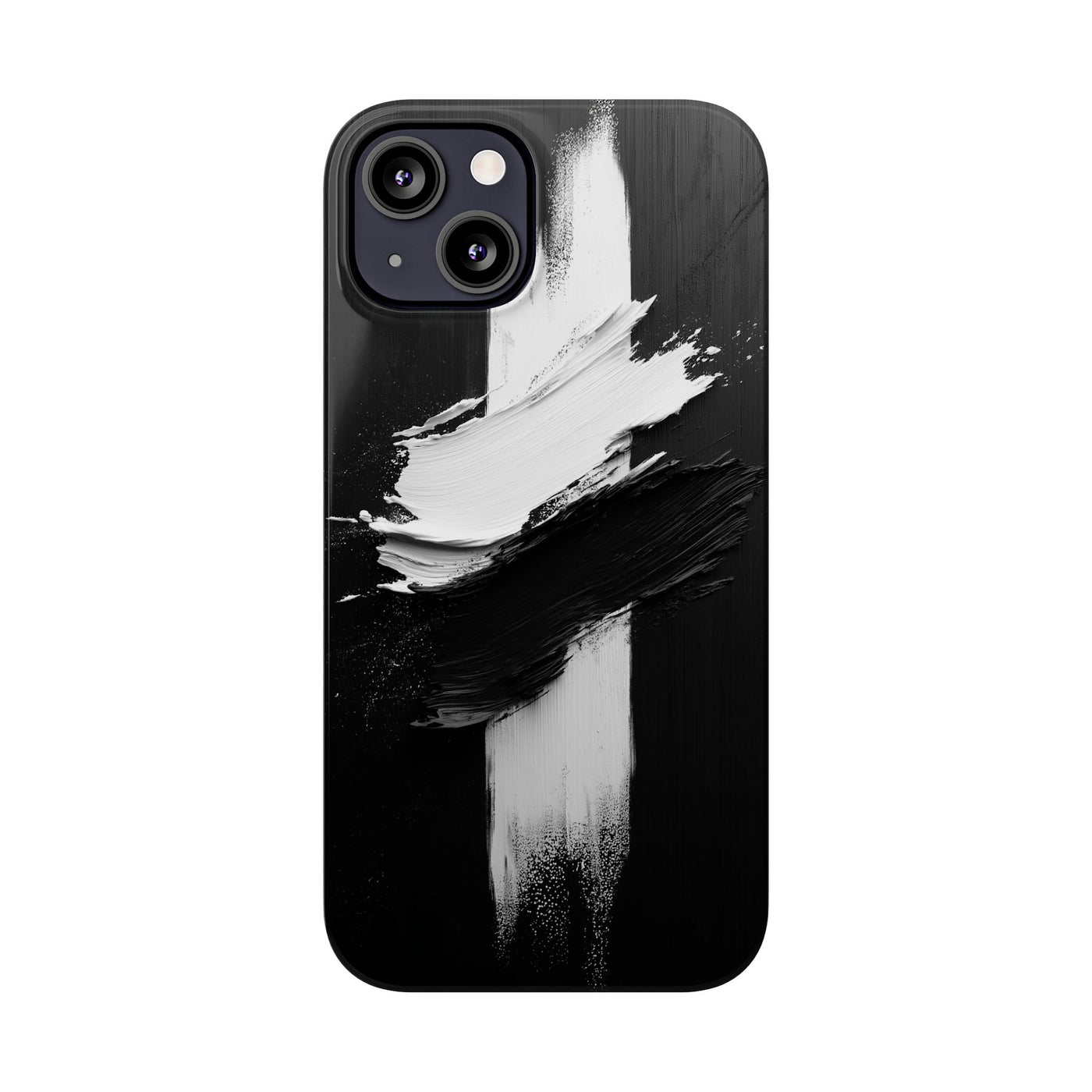 Abstract Black & White Slim IPhone Case - Modern Minimalist Design