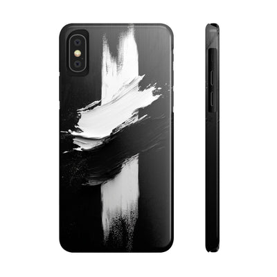 Abstract Black & White Slim IPhone Case - Modern Minimalist Design