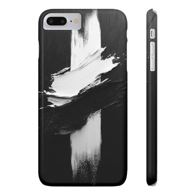 Abstract Black & White Slim IPhone Case - Modern Minimalist Design