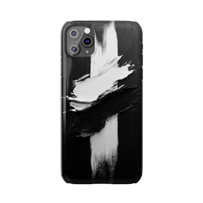 Abstract Black & White Slim IPhone Case - Modern Minimalist Design