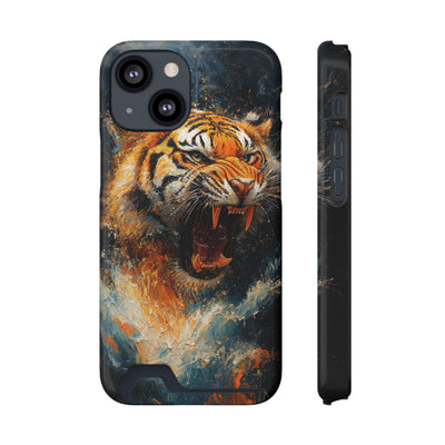 Fierce Tiger IPhone & Samsung Magsafe® Case with Credit Card Holder | Durable, Stylish Design for Animal Lovers