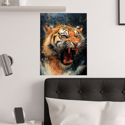 Fierce Tiger Satin Poster - 210gsm Wall Art for Animal Lovers