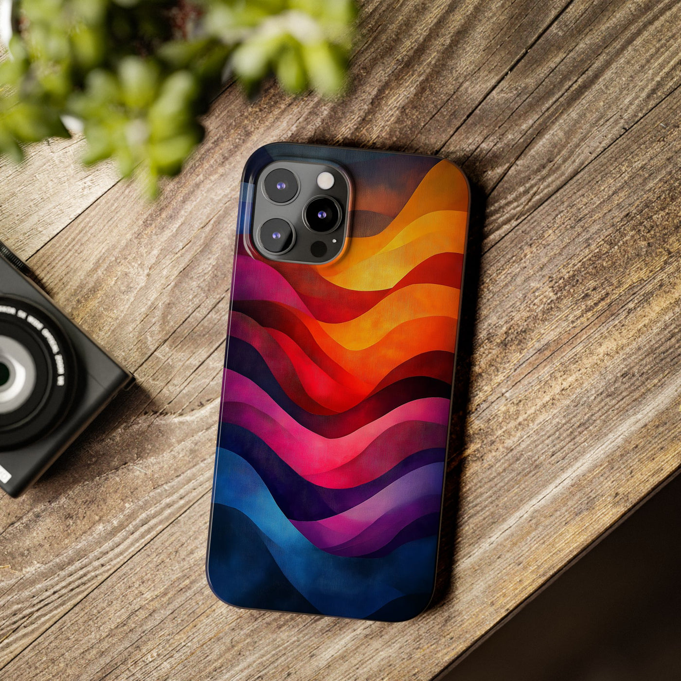 Vibrant Waves Slim IPhone Case - Colorful Abstract Design for Trendy Style