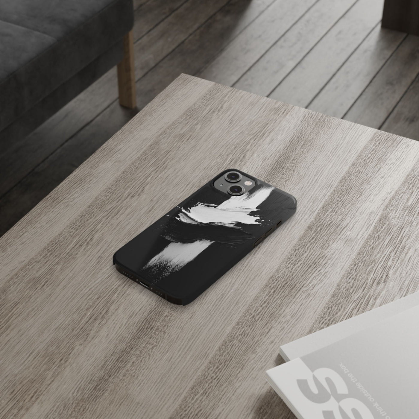 Abstract Black & White Slim IPhone Case - Modern Minimalist Design