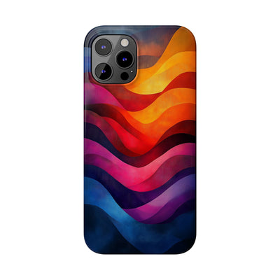 Vibrant Waves Slim IPhone Case - Colorful Abstract Design for Trendy Style