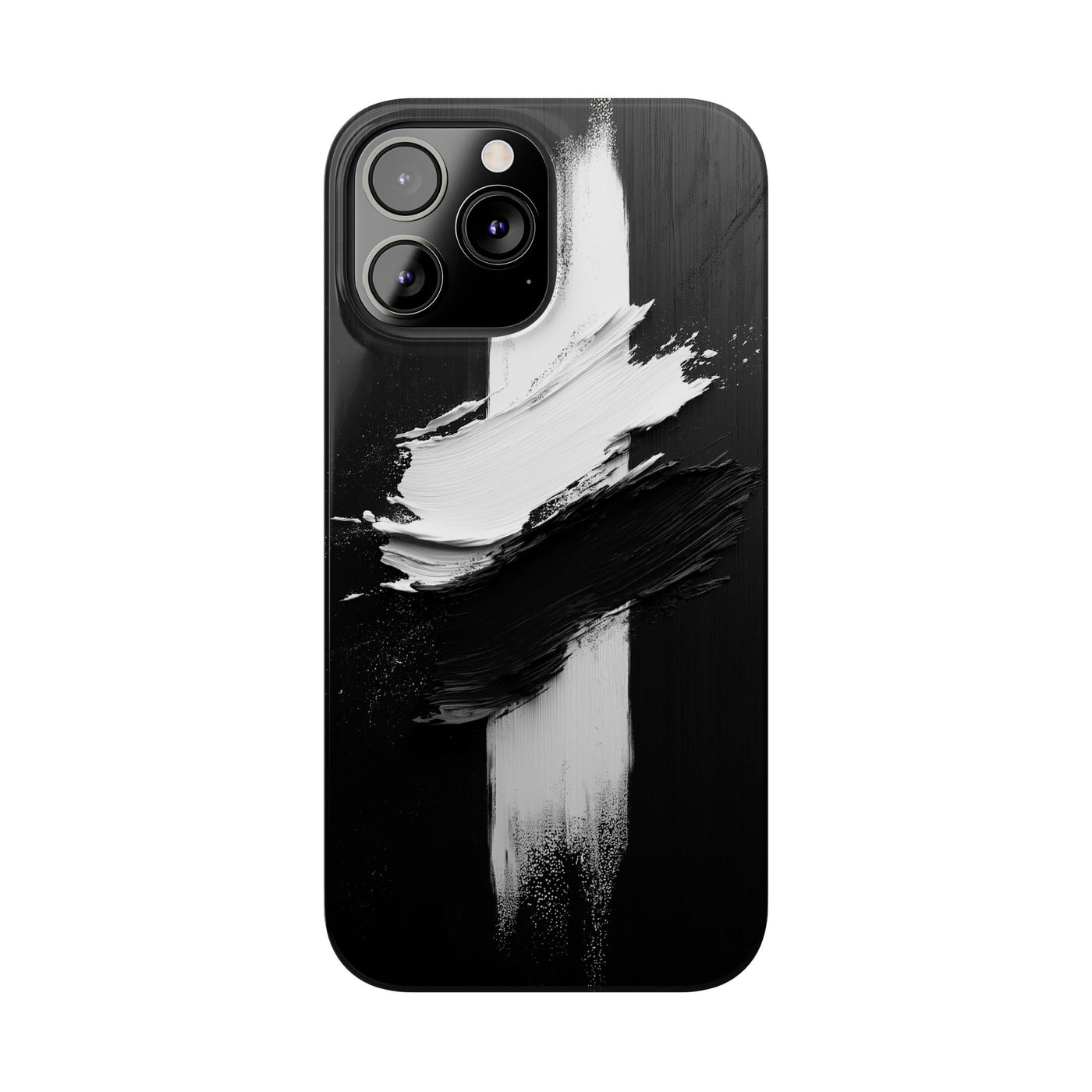 Abstract Black & White Slim IPhone Case - Modern Minimalist Design