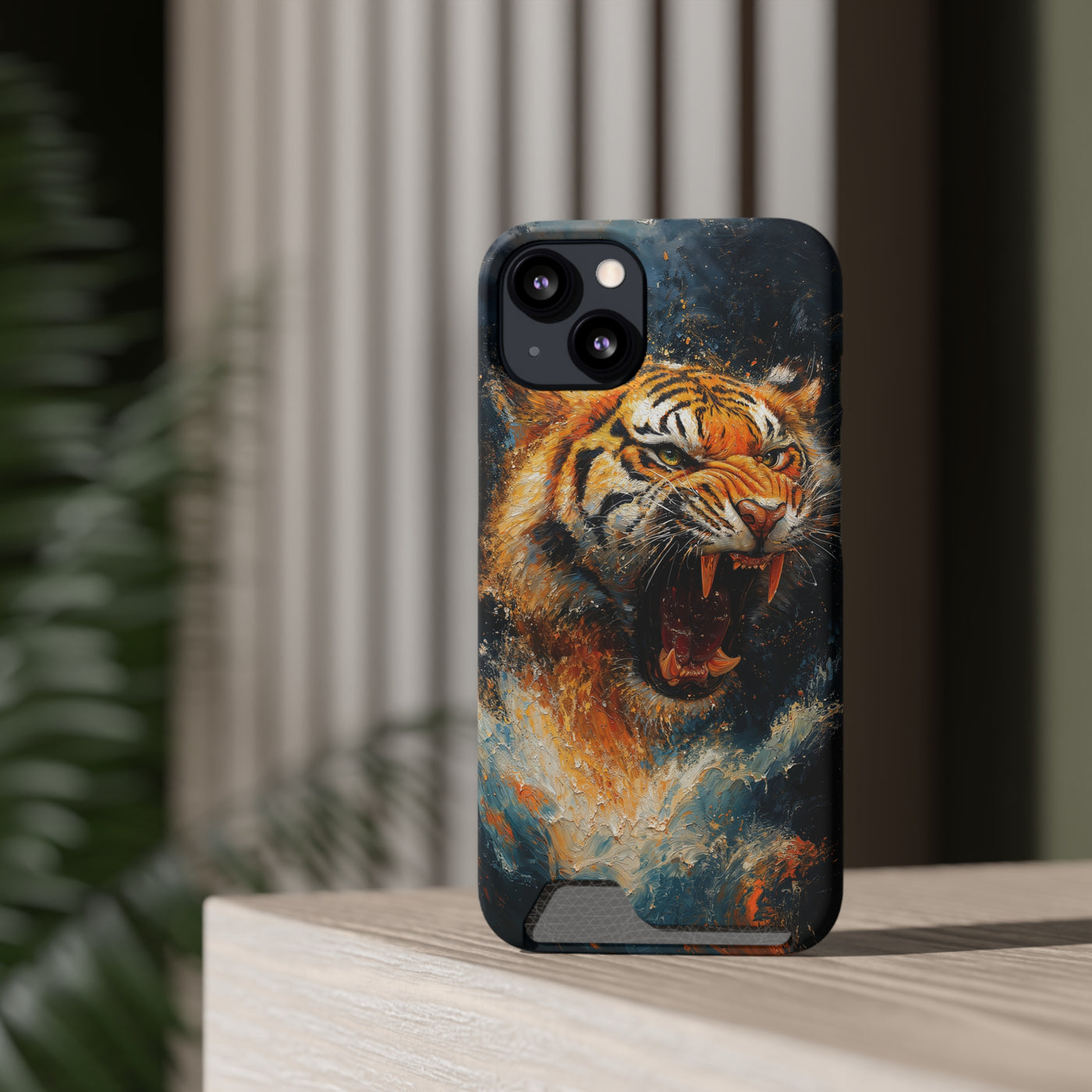 Fierce Tiger IPhone & Samsung Magsafe® Case with Credit Card Holder | Durable, Stylish Design for Animal Lovers