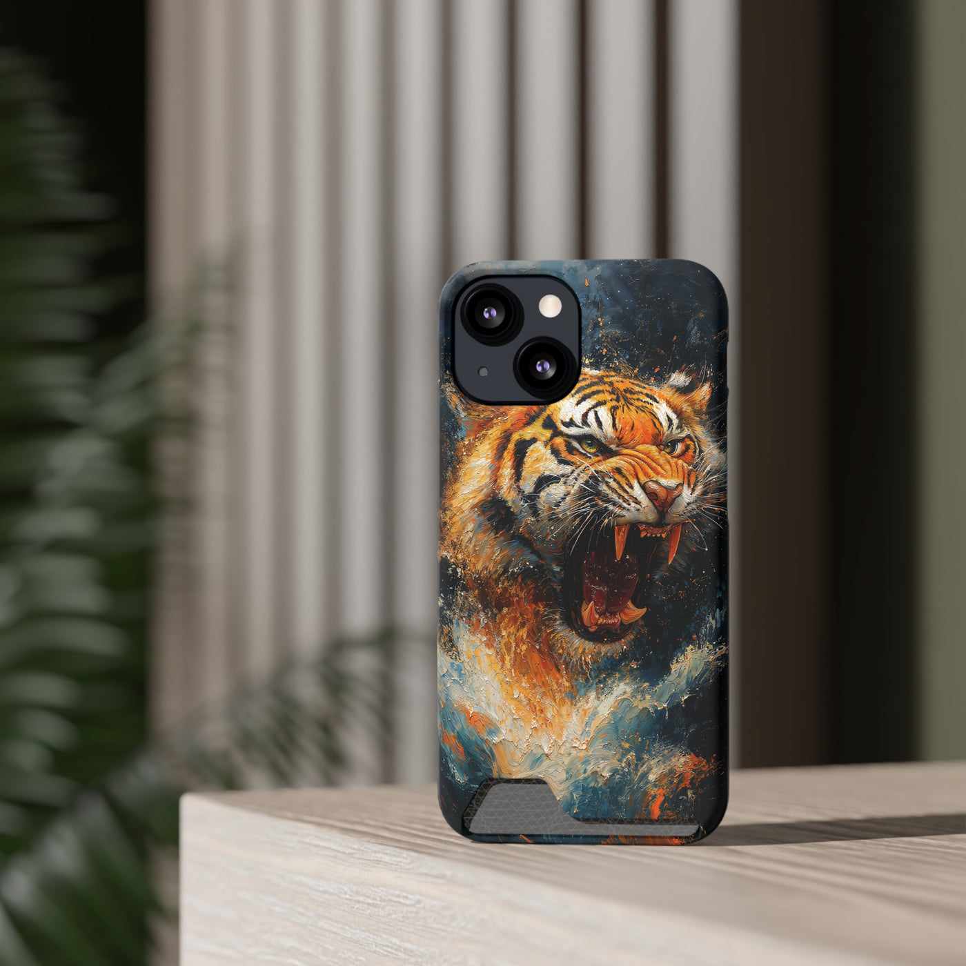 Fierce Tiger IPhone & Samsung Magsafe® Case with Credit Card Holder | Durable, Stylish Design for Animal Lovers