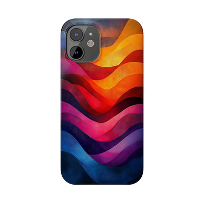 Vibrant Waves Slim IPhone Case - Colorful Abstract Design for Trendy Style