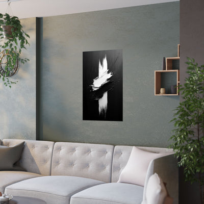 Modern Abstract Satin Poster - Black & White Wall Art