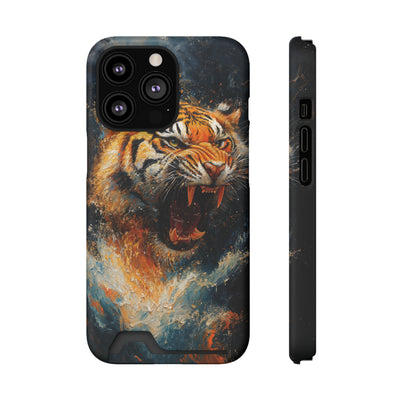 Fierce Tiger IPhone & Samsung Magsafe® Case with Credit Card Holder | Durable, Stylish Design for Animal Lovers