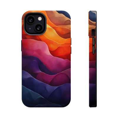 Vibrant Abstract MagSafe® Tough Case for iPhone - Colorful Mountain Wave Design