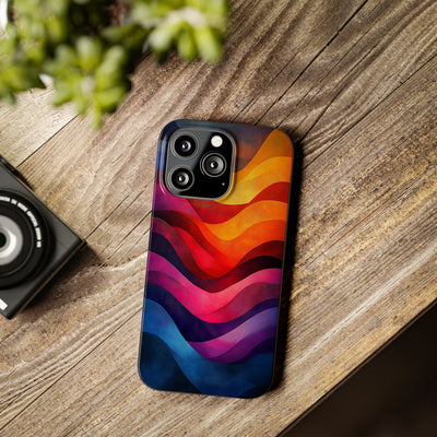 Vibrant Waves Slim IPhone Case - Colorful Abstract Design for Trendy Style