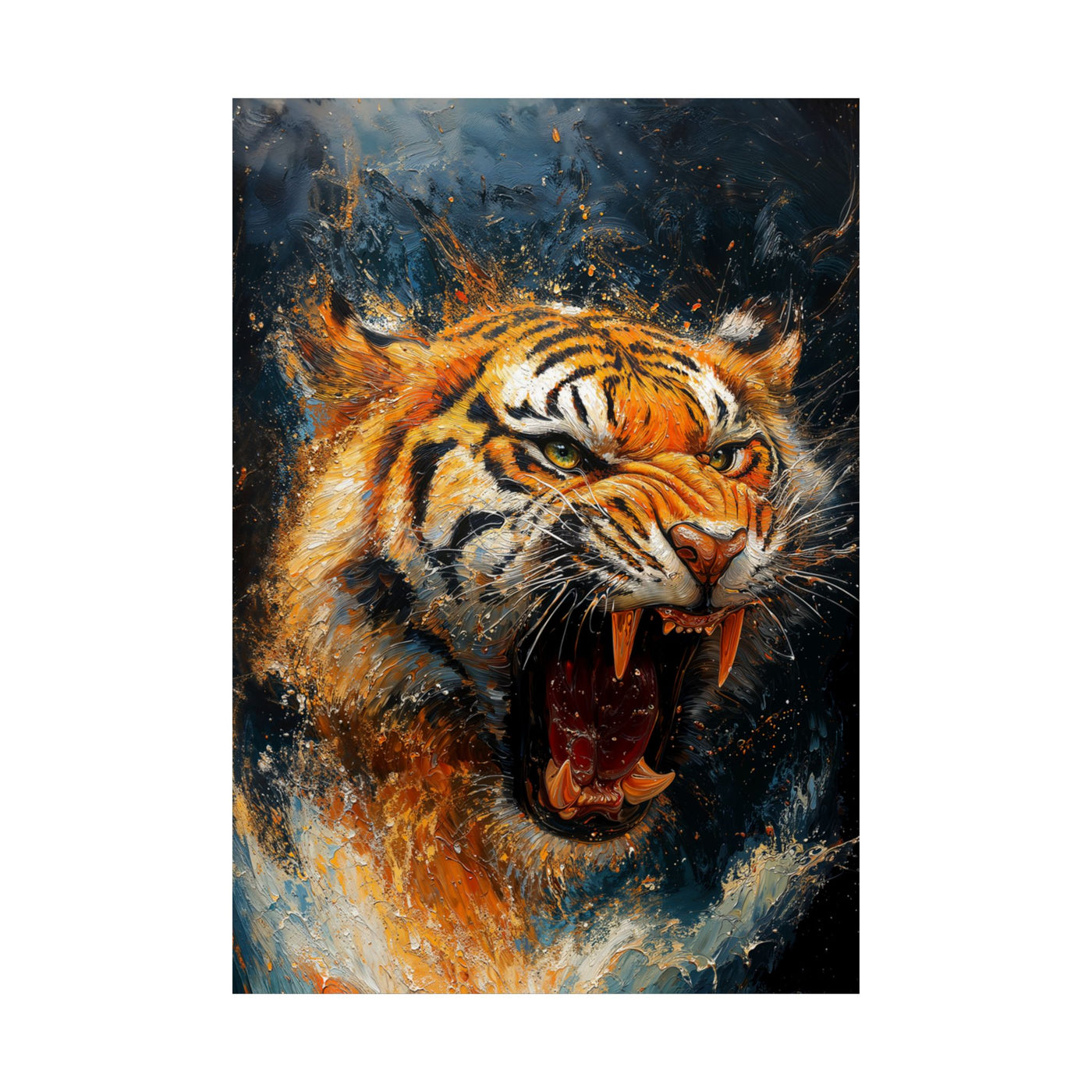 Fierce Tiger Satin Poster - 210gsm Wall Art for Animal Lovers