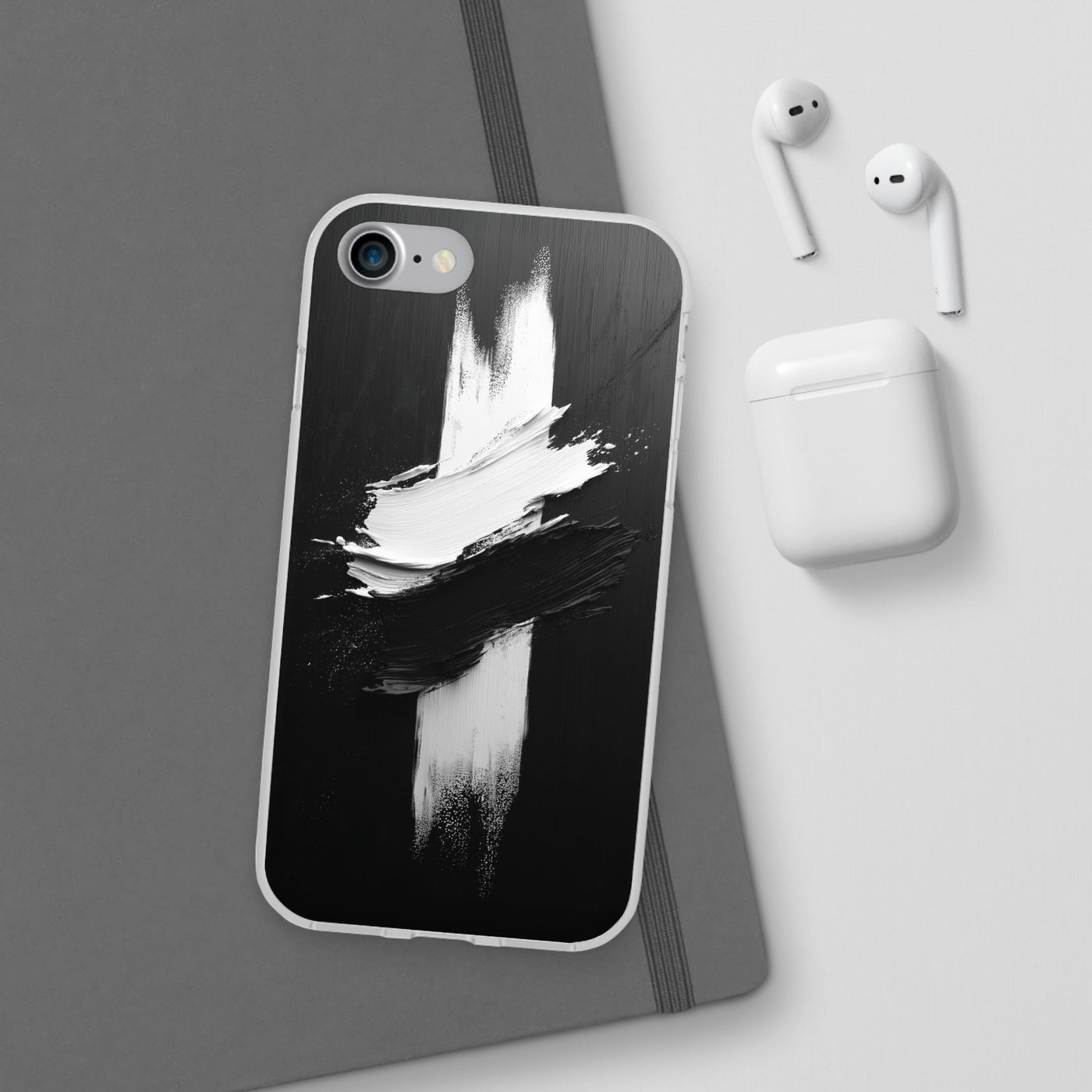 Modern Artistic IPhone & Samsung Flexi Case | Stylish Black & White Phone Cover