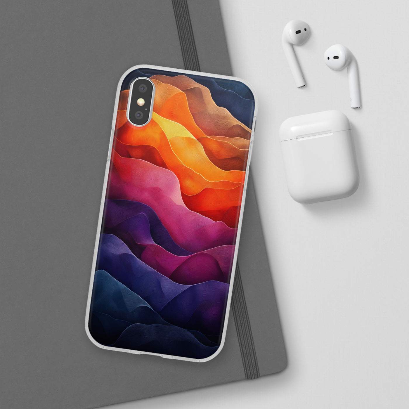 Vibrant Abstract IPhone & Samsung Flexi Case - Colorful Wave Design for Phone Protection