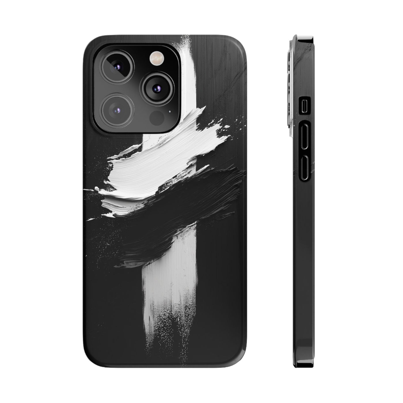 Abstract Black & White Slim IPhone Case - Modern Minimalist Design