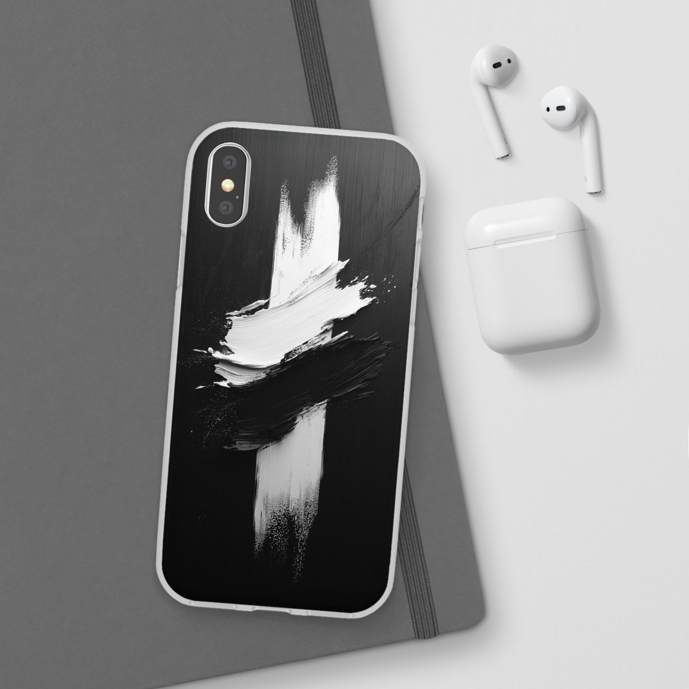 Modern Artistic IPhone & Samsung Flexi Case | Stylish Black & White Phone Cover