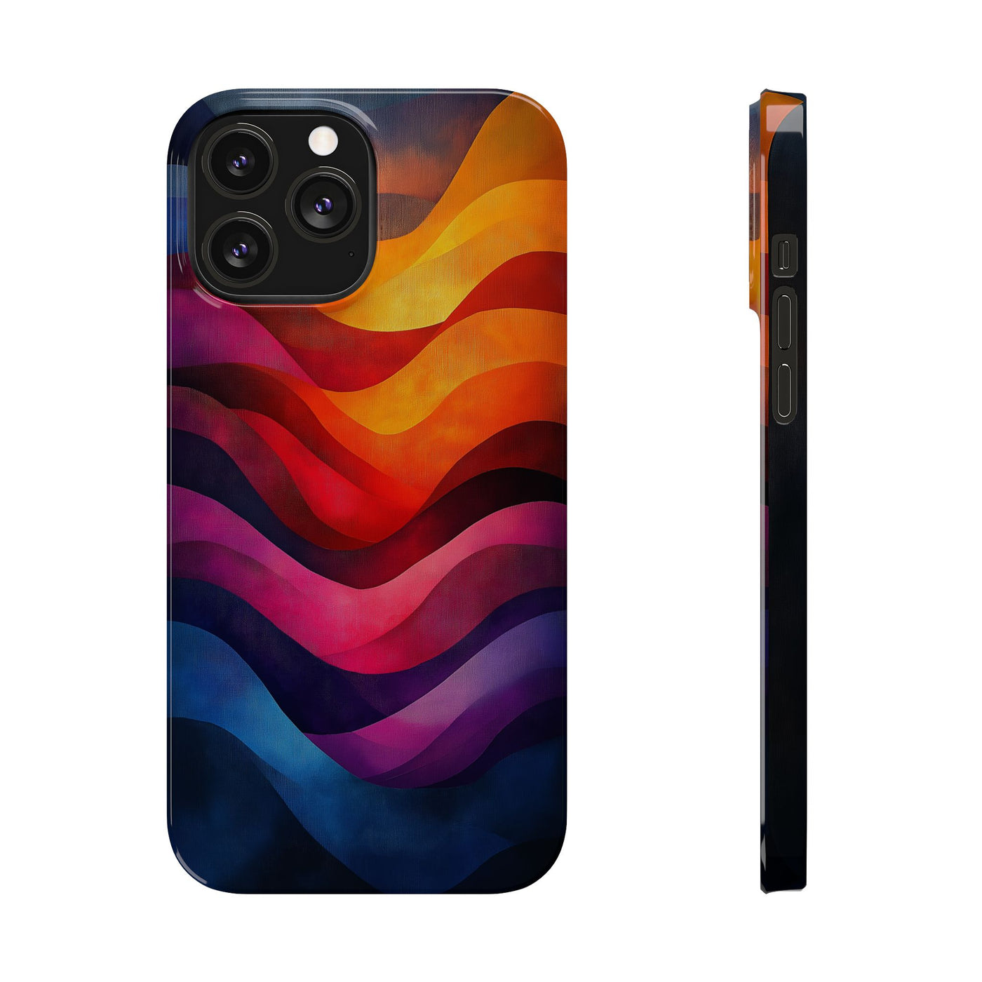 Vibrant Waves Slim IPhone Case - Colorful Abstract Design for Trendy Style