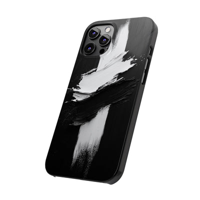 Abstract Black & White Slim IPhone Case - Modern Minimalist Design