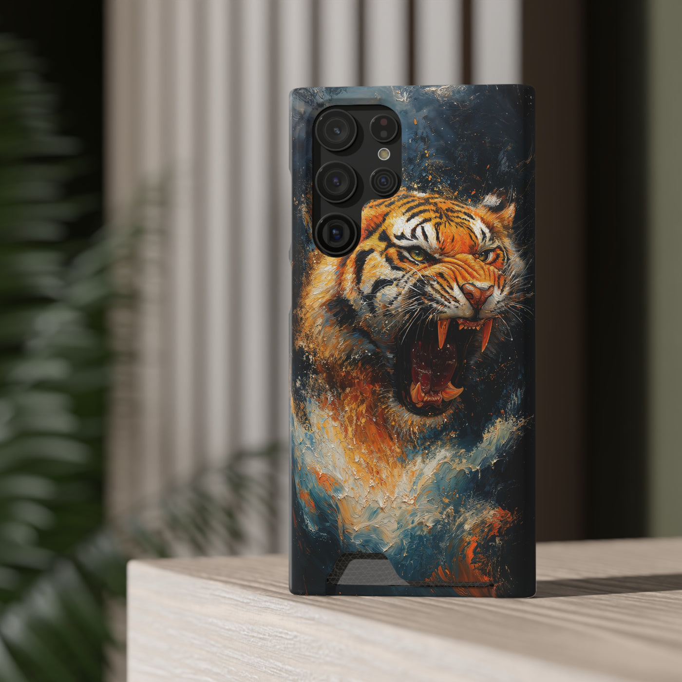 Fierce Tiger IPhone & Samsung Magsafe® Case with Credit Card Holder | Durable, Stylish Design for Animal Lovers