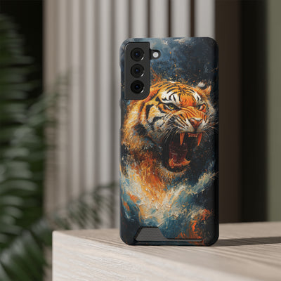 Fierce Tiger IPhone & Samsung Magsafe® Case with Credit Card Holder | Durable, Stylish Design for Animal Lovers