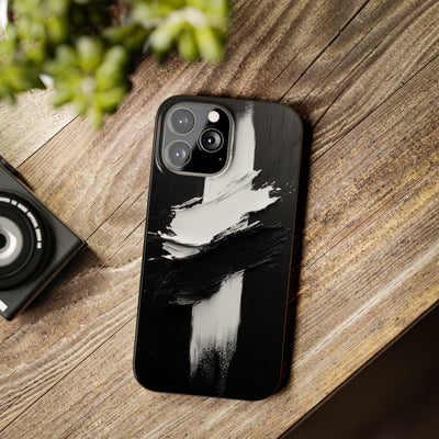 Abstract Black & White Slim IPhone Case - Modern Minimalist Design