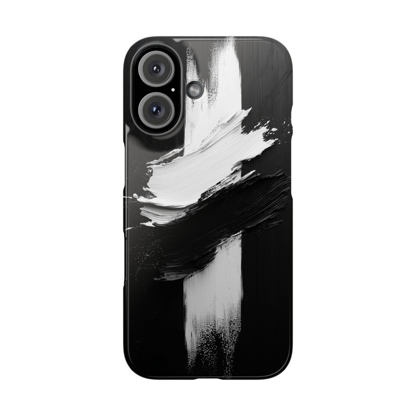 Abstract Black & White Slim IPhone Case - Modern Minimalist Design