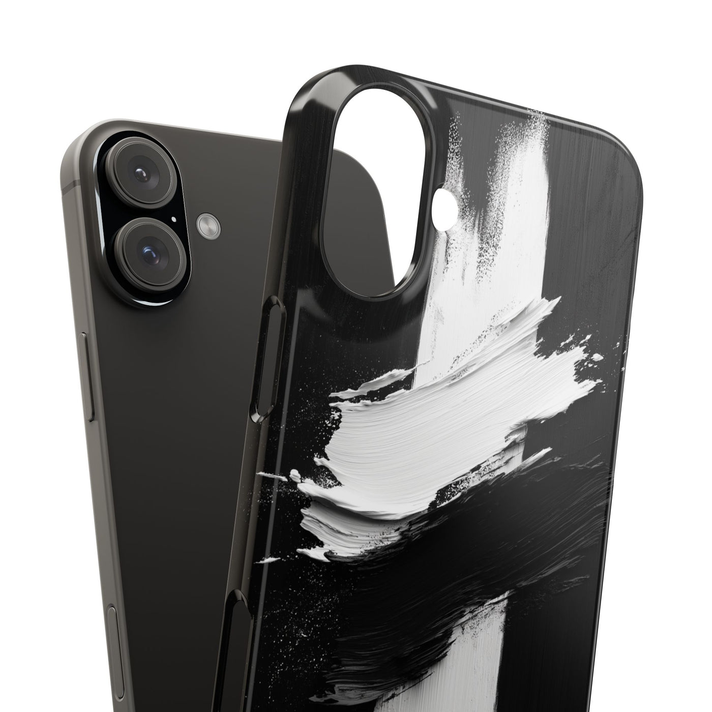 Abstract Black & White Slim IPhone Case - Modern Minimalist Design