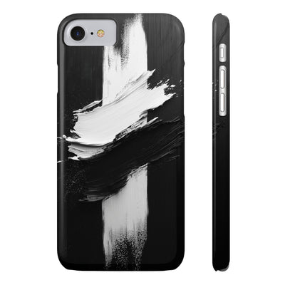 Abstract Black & White Slim IPhone Case - Modern Minimalist Design